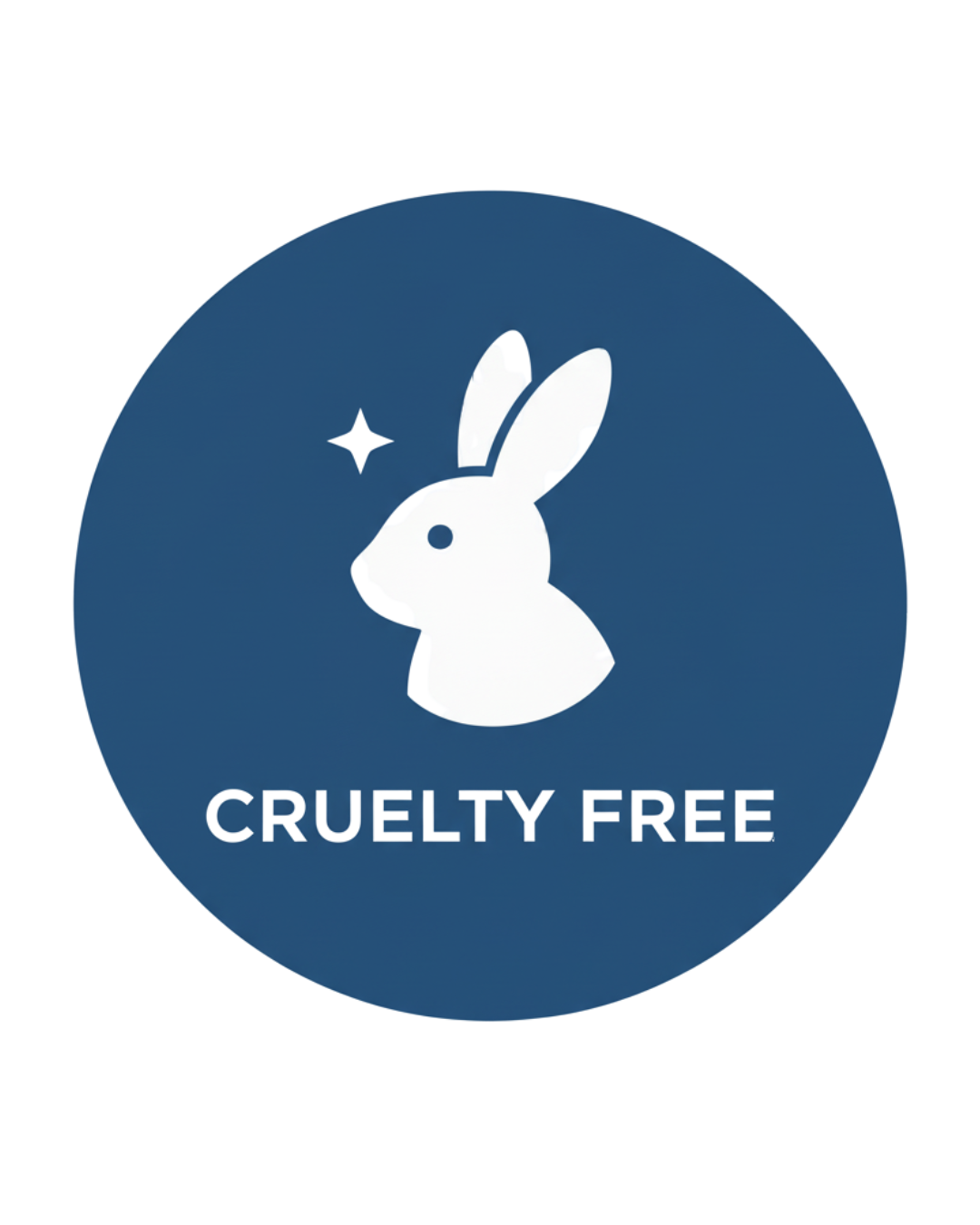 Zulfé Hair Oil cruelty free certification icon with rabbit symbol in blue circle
