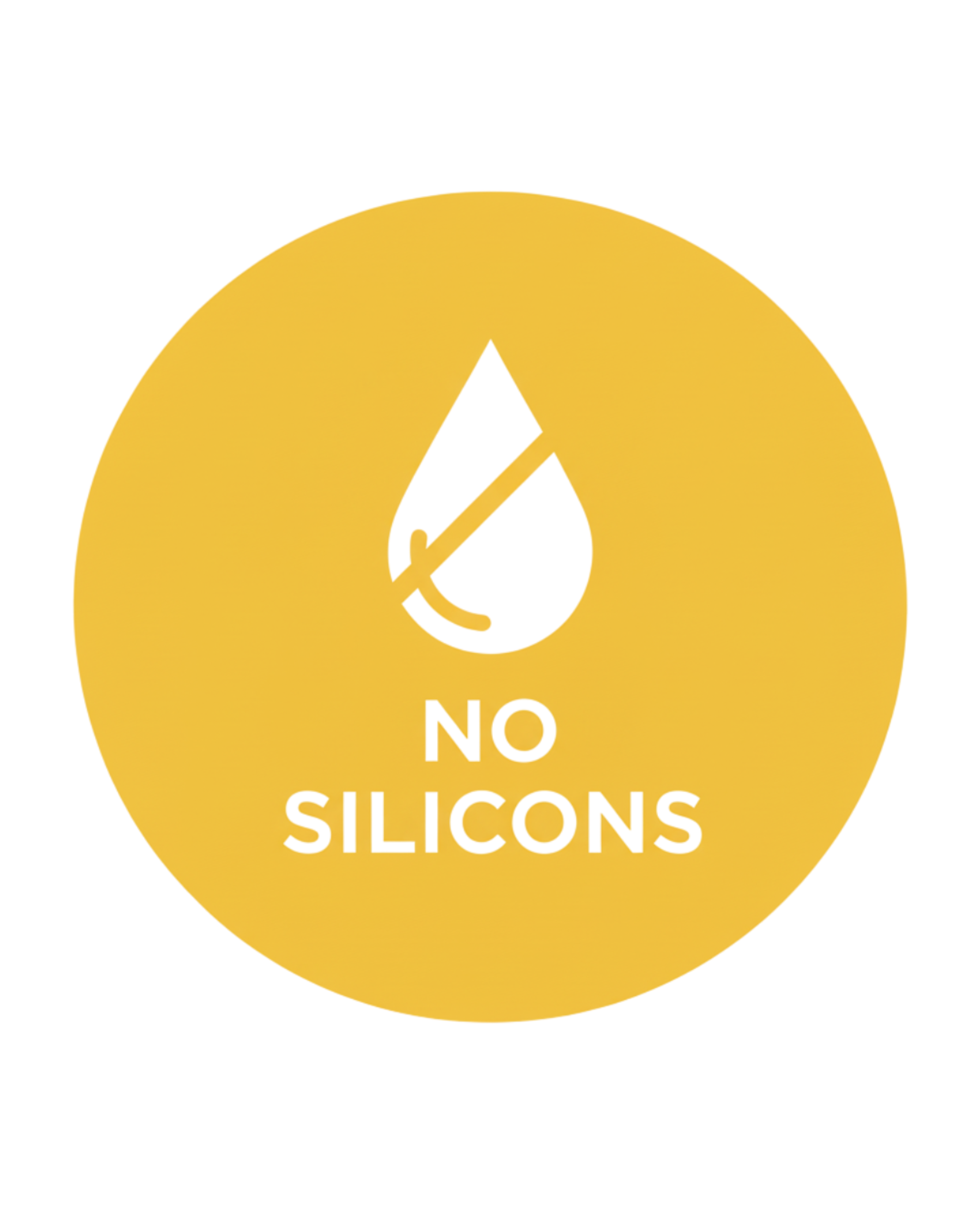 Zulfé Hair Oil no silicones badge with yellow circle and drop symbol
