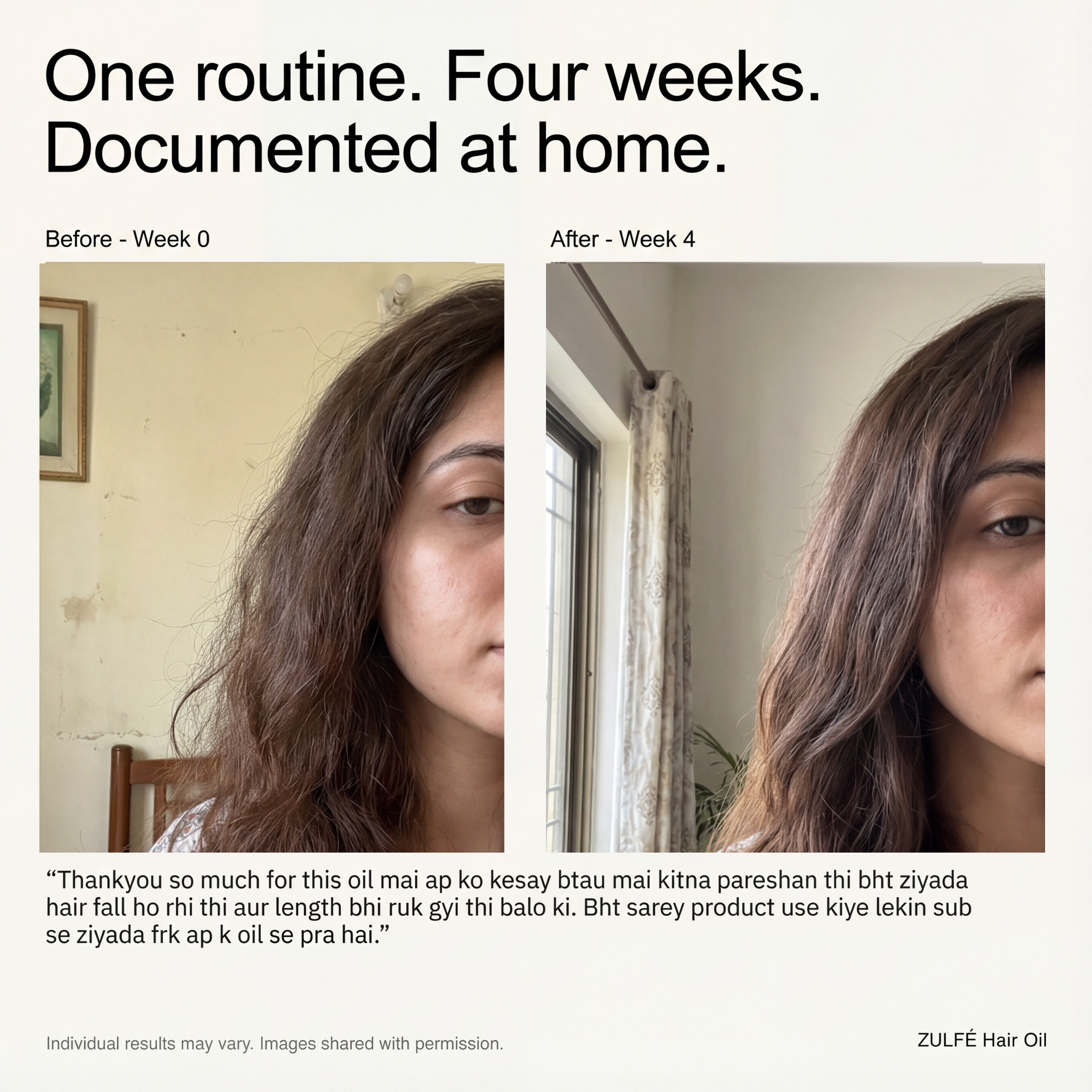 Best hair oil for dry and frizzy hair in Pakistan showing visible improvement within four weeks