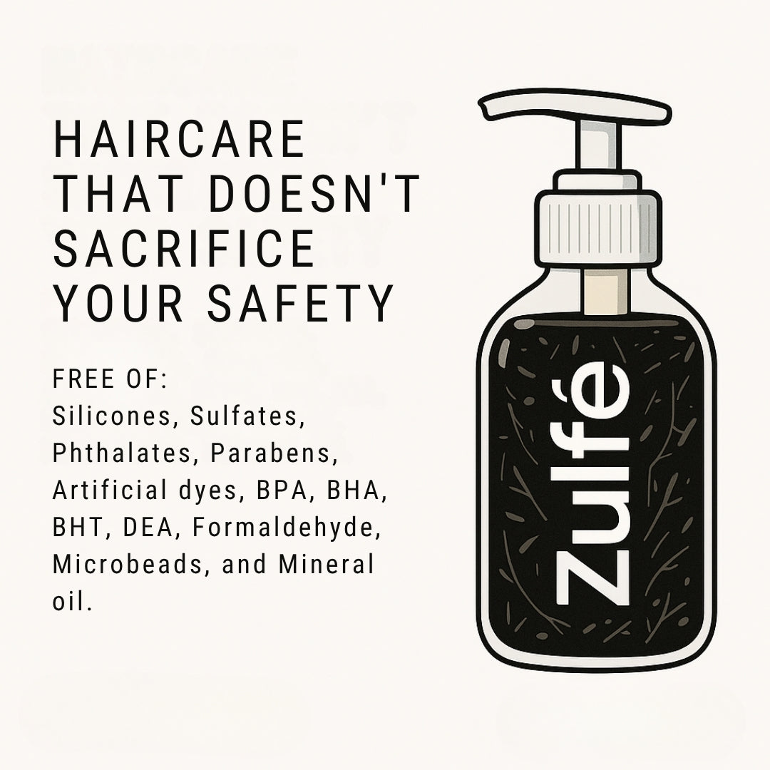 Zulfé clean herbal hair oil free from sulfates, parabens, silicones and harmful chemicals for safe hair care in Pakistan
